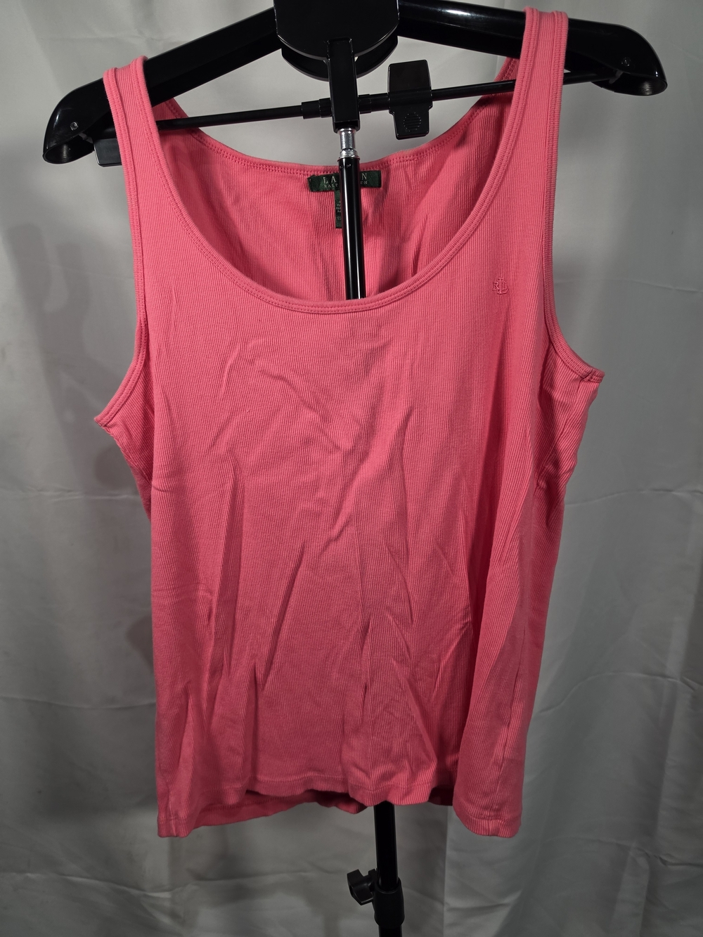 Lauren Ralph Lauren Hot Pink Ribbed Scoop Neck Sleeveless Casual Classic Tank
